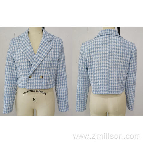 Woven Blue Checks Yarn Dyed Short Jackets